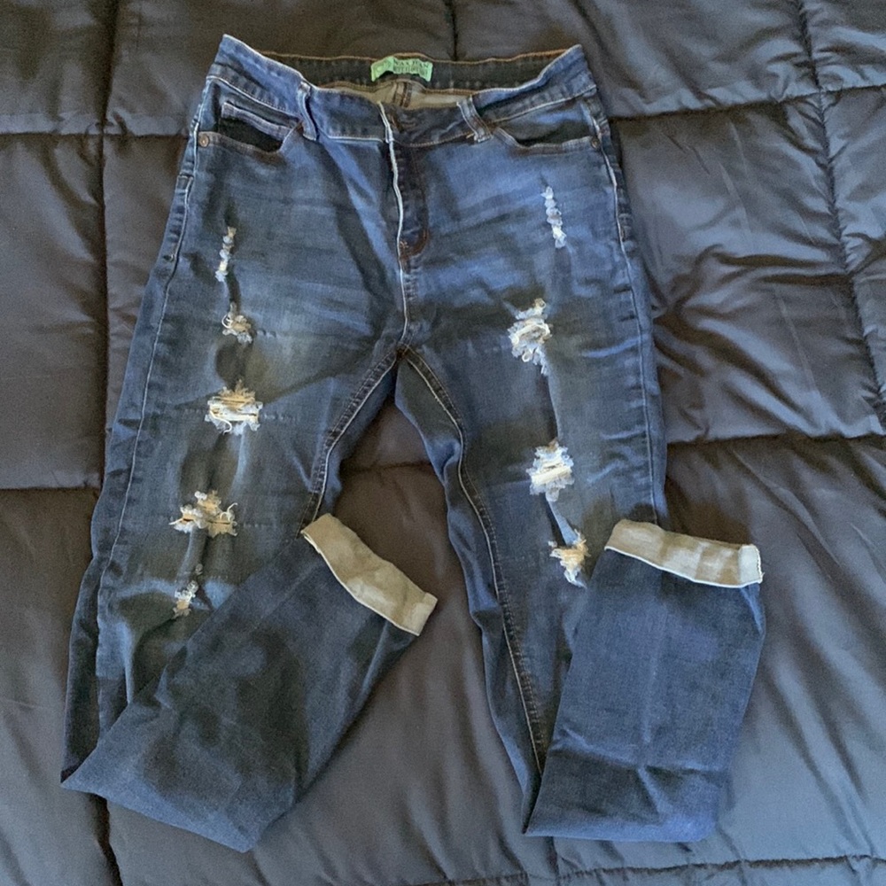 Wax Jeans Size 9 Ripped Look Cuffed Bottom Style